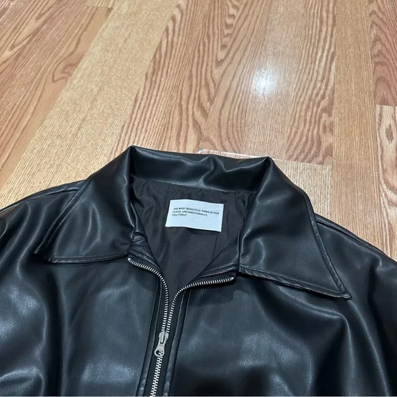 Black Faux Leather Jacket - Picture 2 of 5